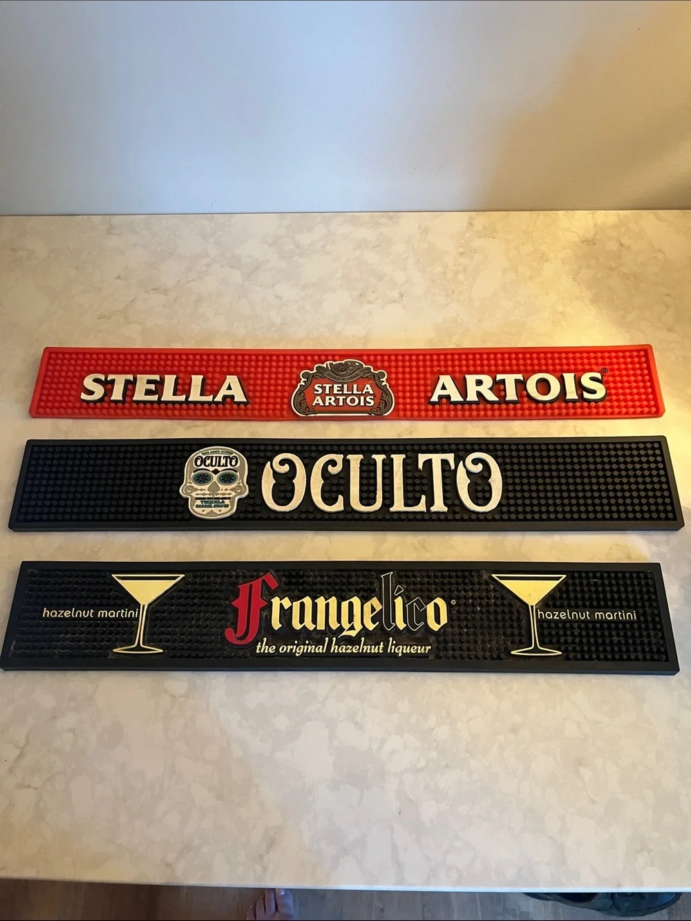 Branded bar spill mats set of three heavy rubber